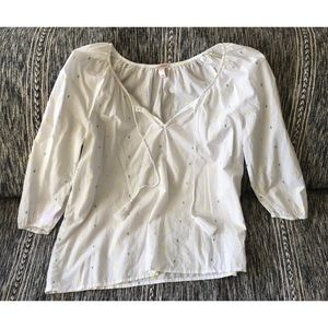 Merona Top Worh green/Yellow embroidered pattern